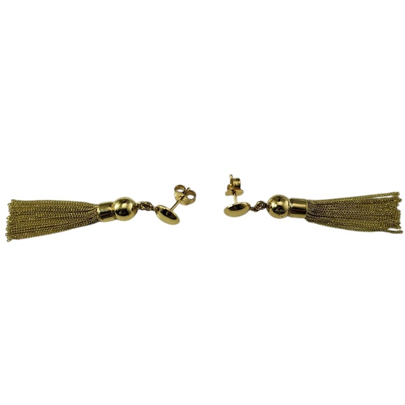 18 Karat Yellow Gold Dangle Chain Tassel Earrings #21224 - Picture 2 of 8